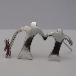 Sterling Family Brooch - Mother Father and Son